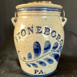 Blue and Cream Stoneware Vase